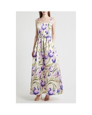 Julia Jordan Floral A-Line Gown - White