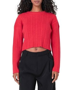 Endless Rose Sequin Crop Sweater - Red