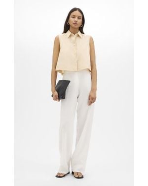 Another Tomorrow Cropped Sleeveless Shirt - White