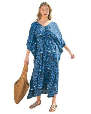 Swim 365 Ruched Caftan Cover Up - Blue