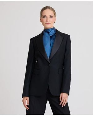 Really Wild Clothing Jessica Satin Lapel Jacket - Blue