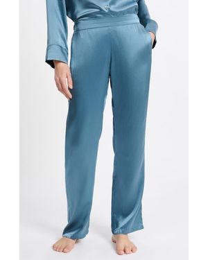 Etam Pearly Silk Straight Leg Pajama Pants - Blue