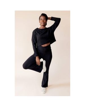 Of An Origin Organic Cotton Long Sleeve Rib Knit Crop Top & Nursing Cover - Black