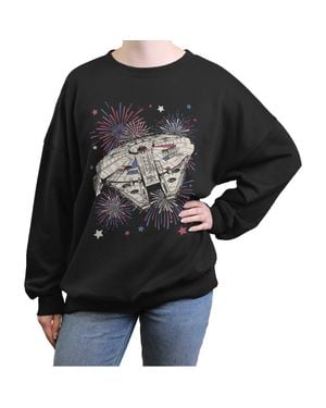 Star Wars Junior's Festive Fireworks Falcon Sweatshirt - Black