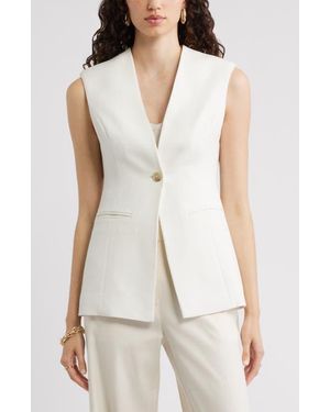 Nordstrom Textured One-Button Vest - White