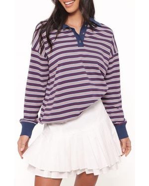Petal & Pup Beau Long Sleeve Polo Top - Purple