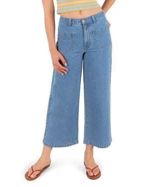 Hurley Horizon Patch Pocket Ankle Wide Leg Twill Pants - Blue