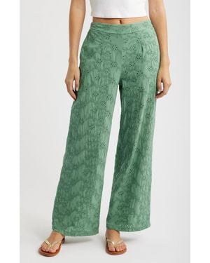 DELUC Colosseum Cotton Eyelet Pants - Green