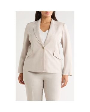 Kasper Pebble Crepe Two-Button Blazer - Natural