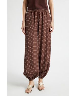 Posse Evie Polka Dot Mid Rise Balloon Pants - Brown