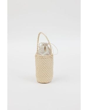 Hat Attack Straw Wine Bag - White