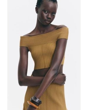 H&M Off-The-Shoulder Crop Top - White