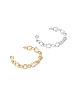 Robert Lee Morris Set Of Two Link Cuff Bracelets - White
