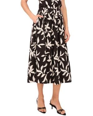Halogen® Embroidered Pull-On A-Line Midi Skirt - Black