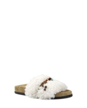 Zigi Bishop Faux Fur Slide Sandal - White
