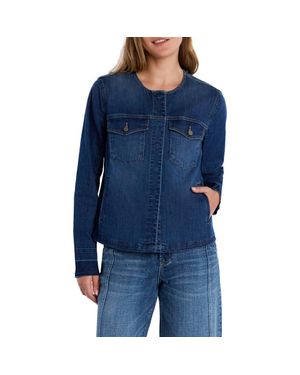 Wash Lab Denim Clara Collarless Denim Jacket - Blue