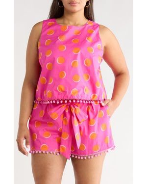 Sugarlips Rosy Dot Pom Sleeveless Top - Pink