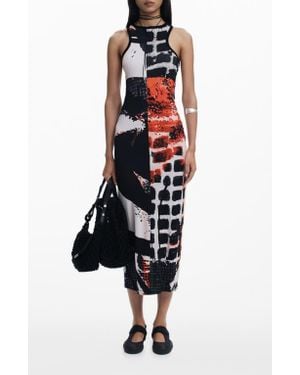 Desigual Print Racerback Maxi Dress - Black