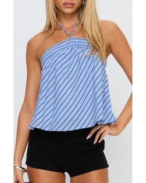 Princess Polly Moonlit Stripe Halter Top - Blue