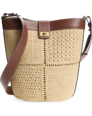 Anya Hindmarch Raffia Patchwork Bucket Bag - Natural
