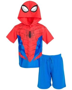 Marvel Spider- 2-Piece Hooded Tee And Shorts Set - Blue