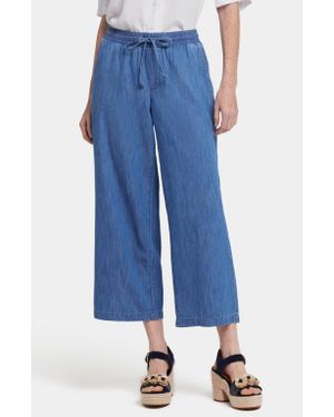 NYDJ Jayne Cotton Pull-On Ankle Wide Leg Jeans - Blue