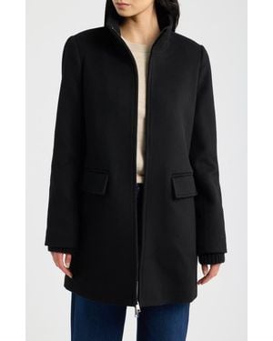 Vince Stand Collar Wool & Cashmere Blend Coat - Black