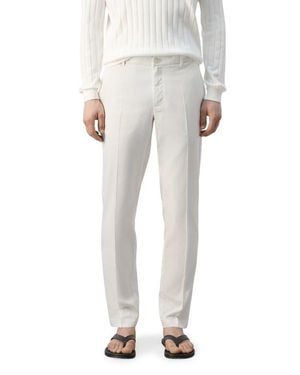 Mango Regular Fit Pleat Front Pants - White