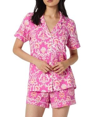 Bedhead Print Stretch Organic Cotton Short Pajamas - Pink