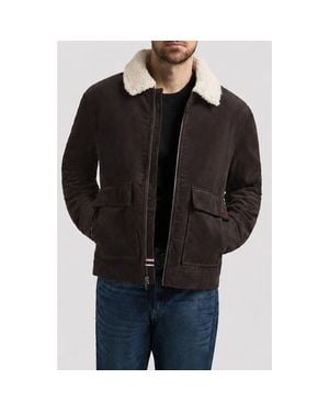 HUNTER Crace Corduroy Jacket With Faux Shearling Collar - Black
