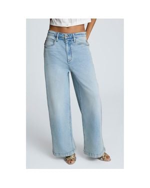 Kenneth Cole Low Rise Wide Leg Jeans - Blue
