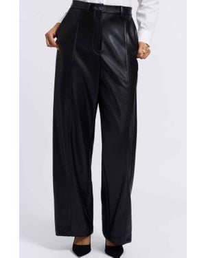 Foxcroft Ciara Wide Leg Faux Leather Pants - Black