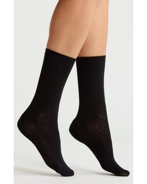Casa Clara Shell Solid Cotton Blend Crew Socks - Black