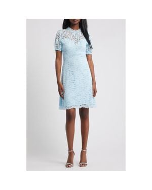 Lipsy Puff Sleeve Lace Minidress - Blue