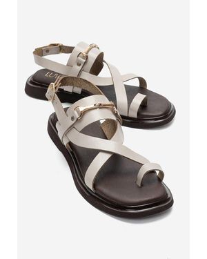 Forever & Always Shoes Fabiana Leather Thong Sandal - Gray