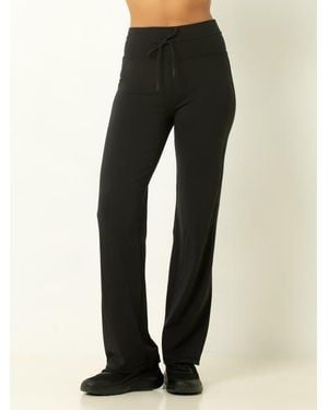 Single Stitch Sueded Boot Leg Pant - Black