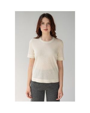 SSKEIN Crew Neck Sweater Tee - Natural