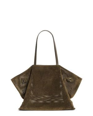Proenza Schouler Days Perforated Suede Tote - Metallic