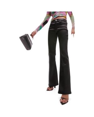 TOPSHOP Coated Bootcut Jeans - Black