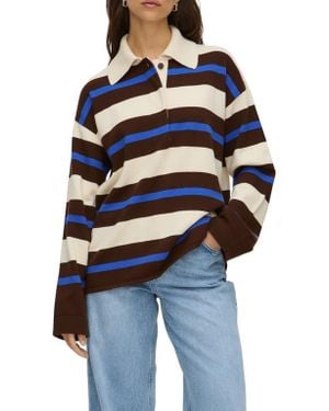 ALIGNE Ester Rugby Stripe Merino Wool & Cotton Sweater - Blue