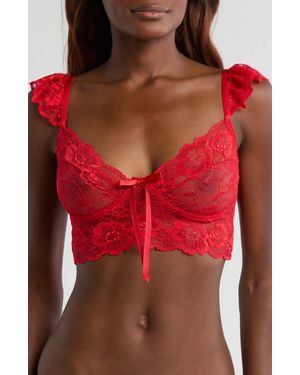 Coquette Lace Longline Bralette - Red