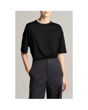 Vince Relaxed Crewneck Modal & Silk T-Shirt - Black