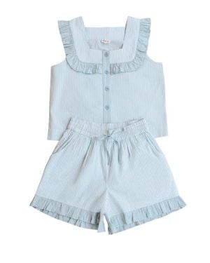 TBCo Cotton Ruffle Short Pajamas - Blue