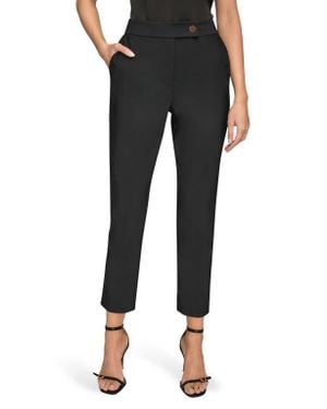 Donna Karan Side Button Flat Front Ankle Pants - Black