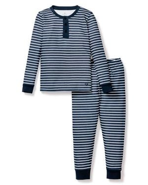 Petite Plume Kids' Fitted Two-Piece Pima Cotton Pajamas - Blue