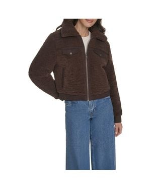 Levi's Fleece & Denim Bomber Jacket - Brown