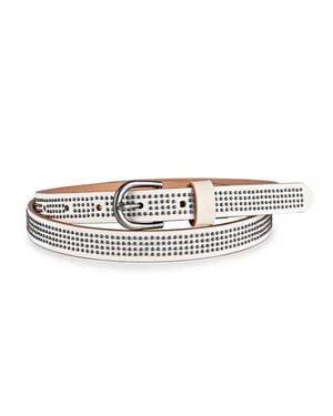 Old Trend Stud Genuine Leather Slim Studded Everyday Belt - White