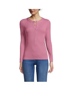 Lands' End Drapey Rib Skimming Long Sleeve Henley - Red
