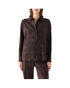 Akris Punto Plaid Wool Blend Flannel Top - Black