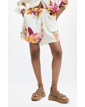 Desigual Floral Relaxed Shorts - White